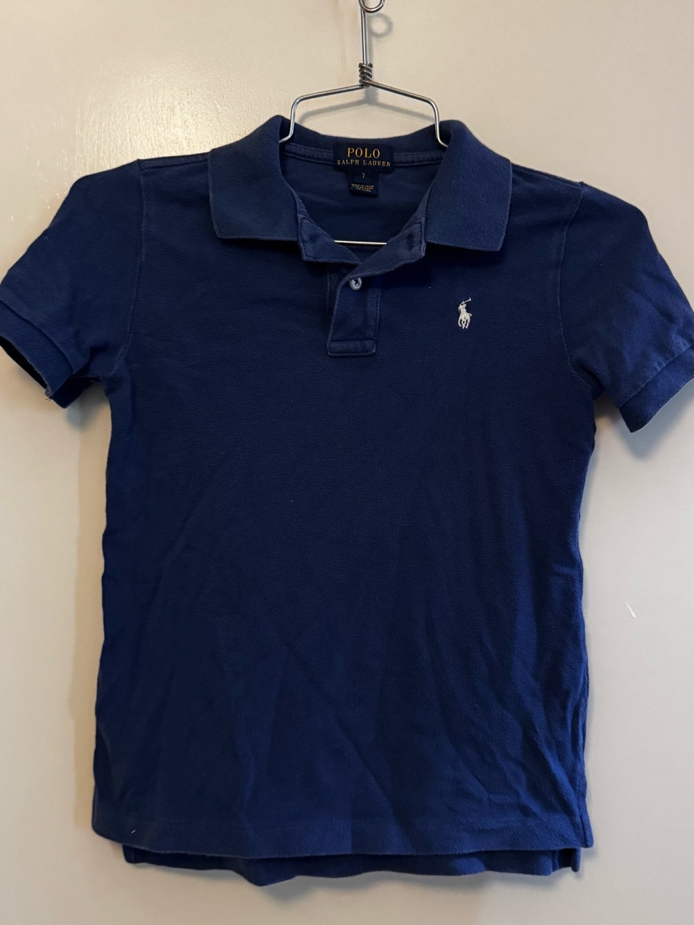 Boys Polo Ralph Lauren Short Sleeve Navy Blue Polo Shirt Size 7